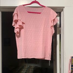 Pink Ruffled Blouse with Relaxed Fit